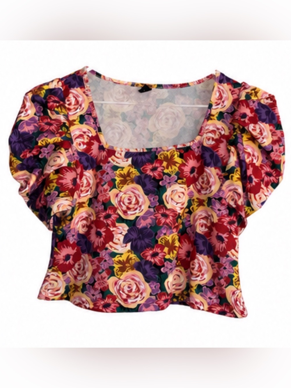 SHEIN Multicolor Floral Scoop Crop Top